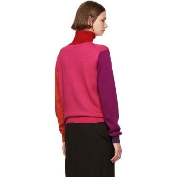 FACETASM Pink Wool Colorblocked Turtleneck Sweater Size 1 Or Small - Picture 2 of 12